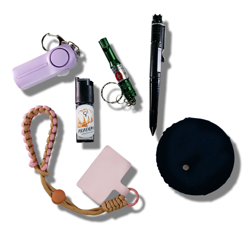 gaz, alarm osobisty, długopis taktyczny, gwizdek alarmowy